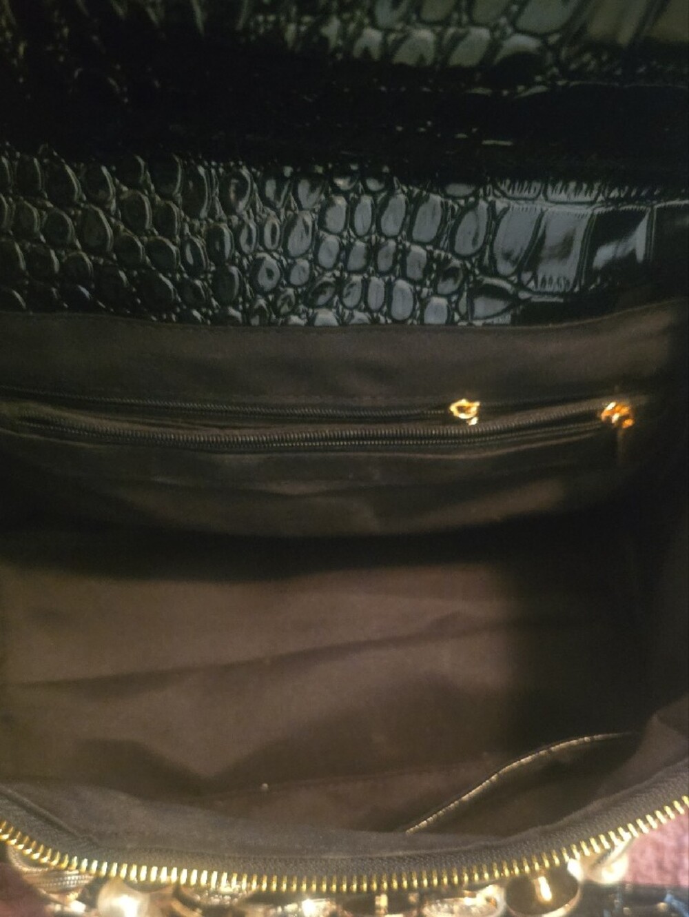 Embellished Black Crossbody Bag with Gold Accents - Picture 7 of 8
